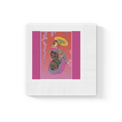 Enchanting Geisha White Coined Napkins