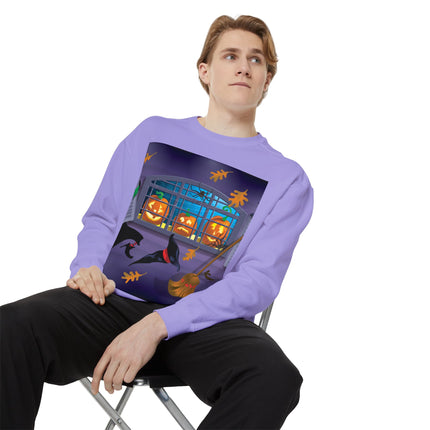 Whimsical Halloween Mischief Unisex Garment-Dyed Sweatshirt