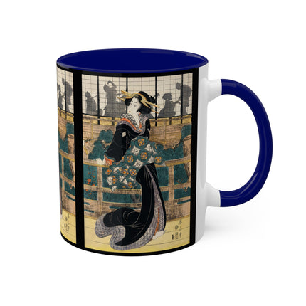 Japanese woman woodcut print by Kikukawa Eizan Colorful Mugs, 11oz