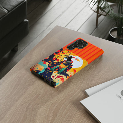 Black Cat in Kimono Phone Cases