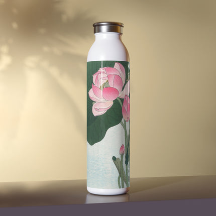 Blooming Lotus Flowers by Ohara Koson Slim Water Bottle