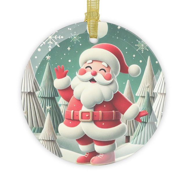 Santa's Joyful Night Glass Ornament