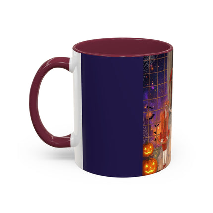 🌙🎃 The Moonlit Parlor Masquerade Colorful Mug – Elegant Halloween Romance