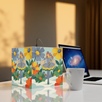 ❄️🌼 The Winter Flower Wanderer Light Cube Lamp – Colorful Art Deco Snow Fantasy
