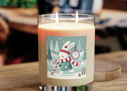 Candy Cane Timekeeper Bunny Scented Candle - Full Glass, 11oz