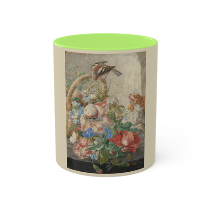A Basket with Flowers by Herman Henstenburgh Colorful Mugs, 11oz