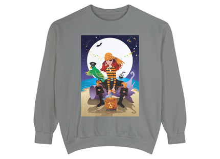 Moonlit Pirate Halloween Unisex Garment-Dyed Sweatshirt