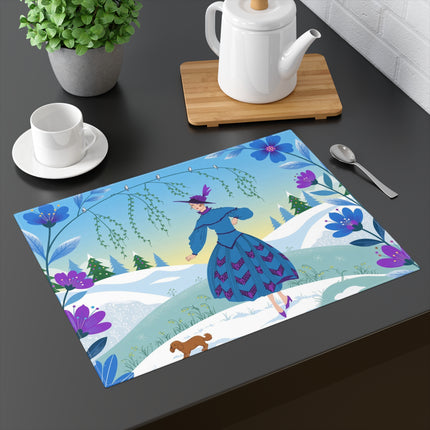 💙❄️ The Lady Of The Winter Blue Garden Placemat – Art Deco Christmas Elegance