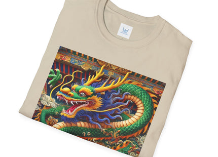 Tibetan Dragon Over Kabuki Duel Unisex Softstyle T-Shirt