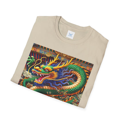 Tibetan Dragon Over Kabuki Duel Softstyle T-Shirt
