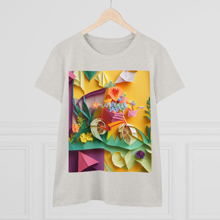 Origami Bicycle Women's Midweight Cotton Tee