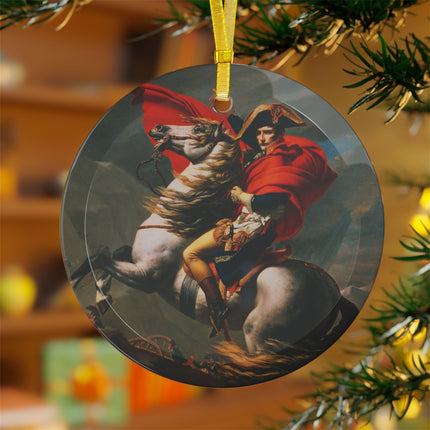 Napoleon Crossing the Alps by Jacques-Louis David Glass Ornament