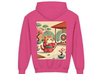 Archer Kitten in the Zen Garden Youth Heavy Blend Hooded Sweatshirt