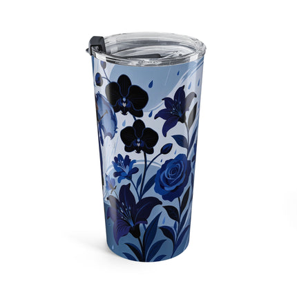 ☔💙 The Blue Rain Promenade Tumbler, 20oz – Art Deco Floral Fashion