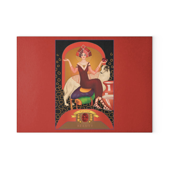 January & Garnet Zodiac Glass Cutting Board