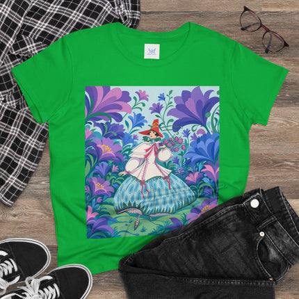🌸🎶 The Garden Melody Cotton Tee – Art Deco Floral Whimsy