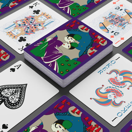 Two Pierrots Playing Cards