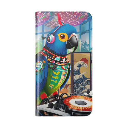 🎧🦜 Parrot DJ Flip Case – Neon Beats & Cyber Groove