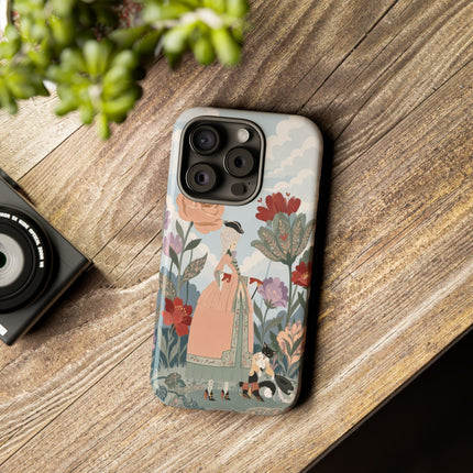 🌹🐈 The Lady And Puss In Boots Phone Case – Art Deco Floral Whimsy