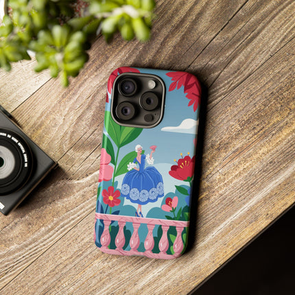 🌺🪭 The Lady Of The Grand Flower Terrace Phone Case – Art Deco Garden Elegance
