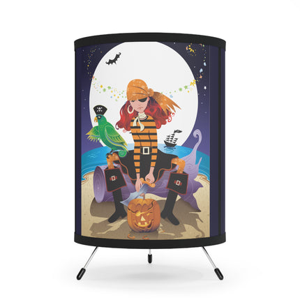 Moonlit Pirate Halloween Tripod Lamp