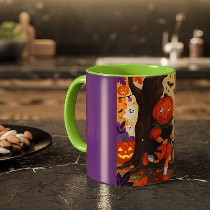 🎃🐈‍⬛ The Pumpkin Child’s Halloween Parade Colorful Mug – Whimsical Storybook Charm