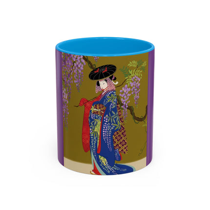 Wisteria Elegance Colorful Mug (11oz, 15oz) – Floral Beauty, Kimono Art & Timeless Grace