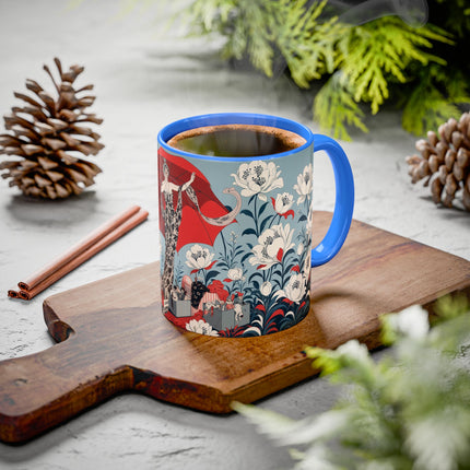 ❤️🌺 The Scarlet Parasol Spectacle Colorful Mug – Art Deco Fashion Elegance