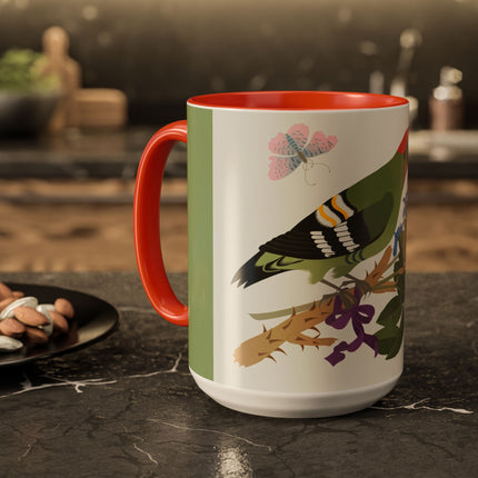 Woodpecker & Rose Colorful Mugs – Vibrant Spring & Bold Beauty