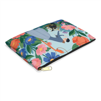 🦜🌺 The Lady Of The Garden Aviary Accessory Pouch – Art Deco Floral Whimsy