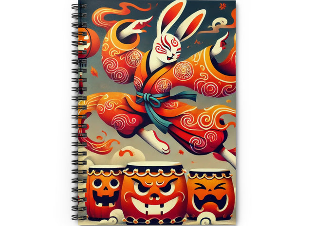 Jack-O’-Lantern Drums & The Kabuki Rabbit Spiral Notebook - Ruled Line
