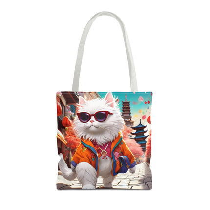 Fashionista Feline Puzzle Tote Bag (AOP)