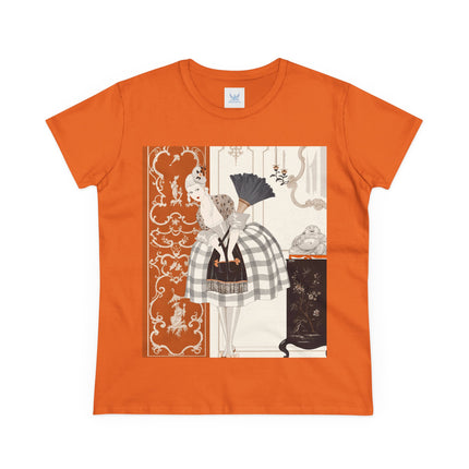 🪭🖤 The Lady With The Black Fan Cotton Tee – Art Deco Fashion Illustration