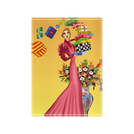 Elegant Holiday Woman with Gifts Acrylic Art Block