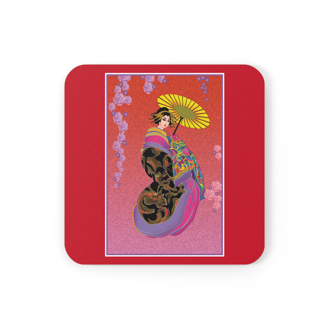 Enchanting Geisha Cork Back Coaster