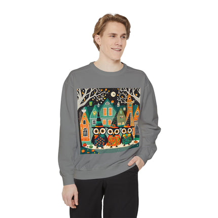 Night of the Trick-or-Treating Owlets Unisex Garment-Dyed Sweatshirt