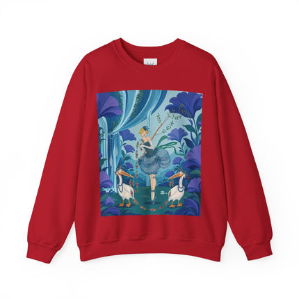 🪶🌺 The Pelican Garden Dance Crewneck Sweatshirt – Art Deco Botanical Whimsy