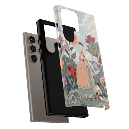🌹🐈 The Lady And Puss In Boots Phone Case – Art Deco Floral Whimsy