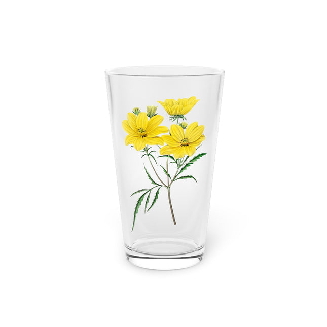 Vintage Yellow Coreopsis Flower Glass, 16oz