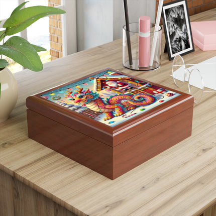 Playful Dragon's Christmas Jewelry Box