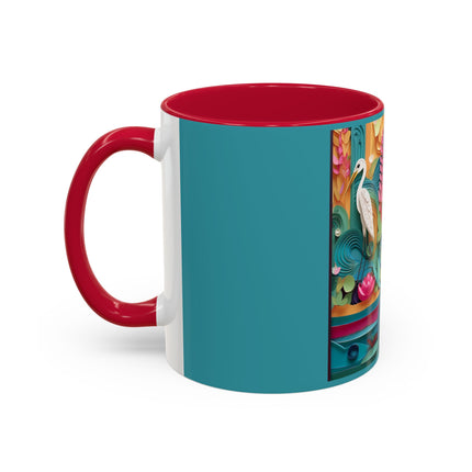 Elegant Egret Oasis Colorful Mugs (11oz, 15oz)