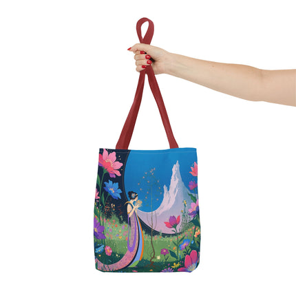 🌸🏔️ The Lady Of The Mountain Garden Tote Bag – Art Deco Floral Fantasy