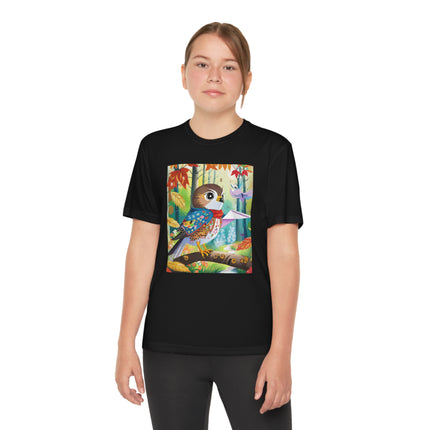 Baby Hawk Plays in Forest Youth Competitor Tee