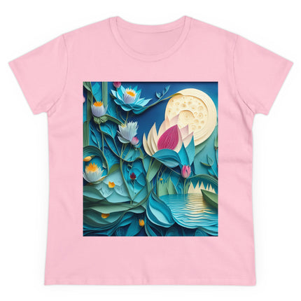Ethereal Moonlit Lake Women's Midweight Cotton Tee