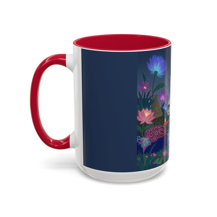 Moonlit Incense Ceremony Colorful Mugs – Art Deco Meditation Garden