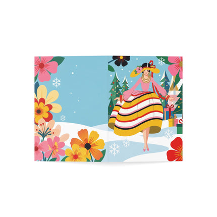 🌸🎁 The Lady Of The Christmas Flower Garden Greeting Card – Art Deco Holiday Fantasy