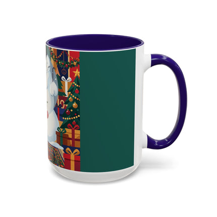 ☃️🎄 The Snowman's Christmas Companion Colorful Mug – Art Deco Holiday Fantasy