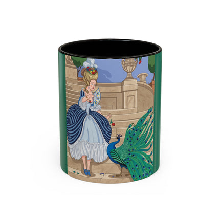 The Peacock's Admiration Colorful Mug (11oz, 15oz) – Rococo Elegance, Peacock Beauty & Garden Charm