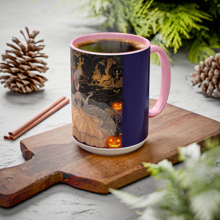 🌙🎃 The Moonlit Parlor Masquerade Colorful Mug – Elegant Halloween Romance