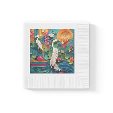 Elegant Egret Oasis White Coined Napkins